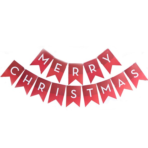 Red Merry Christmas Banner Christmas Party Decorations Etsy