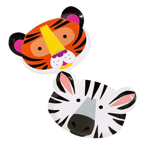 Animal Paper Plates - Zebra & Tiger | Safari Birthday - Zoo Themed Party - Animal Birthday Party - Jungle Birthday Party - Wild Animal Party Il_570xn