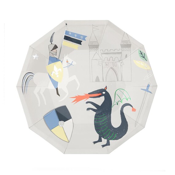 Knight & Dragon Paper Plates | Dragon Birthday - Medieval Themed Party Plates - Knight Party - Dragon Party Supply - Medieval Birthday - LG Il_570xn