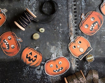 n Pumpkin Garland | Halloween Decorations Jack O Lantern Mini Pumpkin Banner Vintage Halloween Mantel Decor Inside Halloween Home Decor