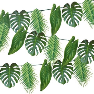 Tropical Party Palm Leaf Garland | Tropical Garland - Tropical Greenery - Hawaiian Luau Party - Jungle Party Decor - Tropical Party Decor