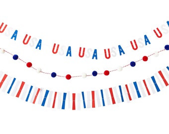 Patriotic Banners - 3pc | 4th of July Party Decor | Red White & Blue Decor | 4th of July Banner | 4th of July Party Supply | Mini Banner Set