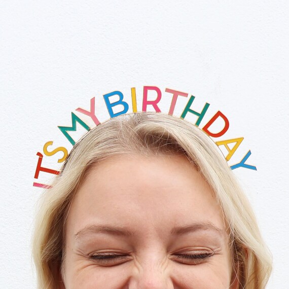 It's My Birthday Headband | Birthday Tiara - Birthday Party Hat - Birthday Girl Headband - Virtual Birthday Party - Rainbow Birthday Party Il_570xn