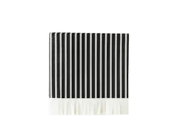 Black & White Striped Fringed Cocktail Napkins