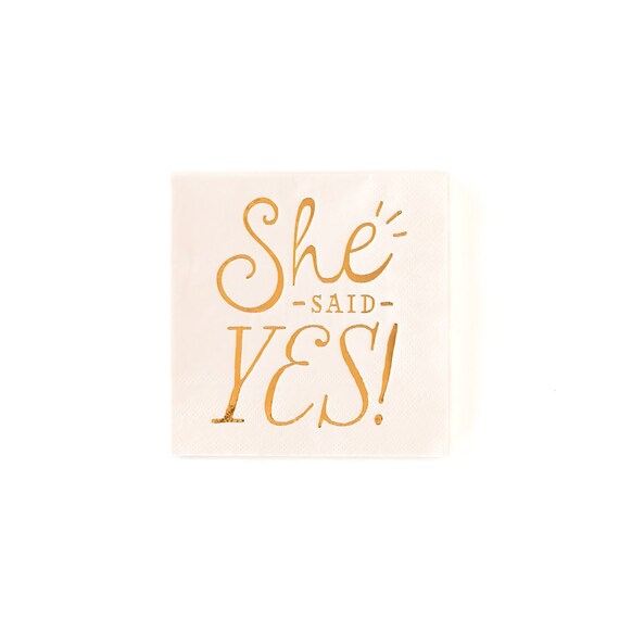 She Said Yes Napkins | Bridal Shower Napkins - Engagement Napkins - Engagement Party Supplies - Engagement Party Napkins - Bridal Brunch Il_570xn