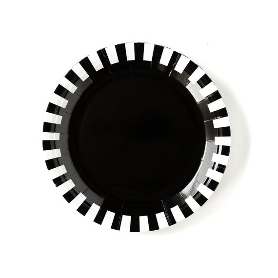 Black & White Paper Plates | Graduation Plates - Black Disposable Plates - Graduation Party Supplies - Black Paper Plates - Graduation Party Il_570xn