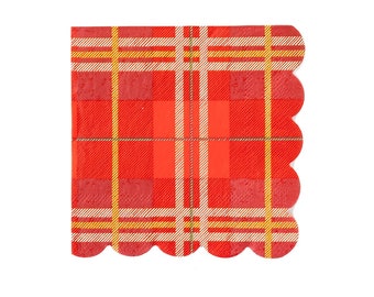 Red Plaid Cocktail Napkins