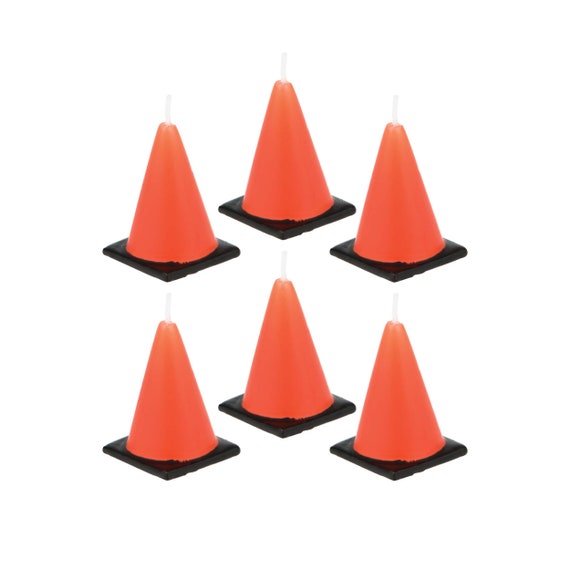 Construction Cone Candles | Monster Truck Party - Construction Birthday Party - Construction Theme Cake - Construction Cupcake Toppers - 6pc Il_570xn