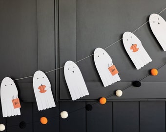 Ghost Garland - 2pc Set | Ghost Party - Halloween Ghost Decor - Halloween Party Banner - Ghost Decorations - Halloween Decor - Party Decor