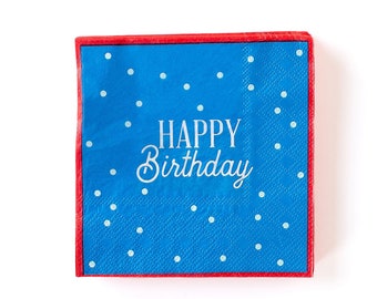 Blue Happy Birthday Paper Cocktail Napkins