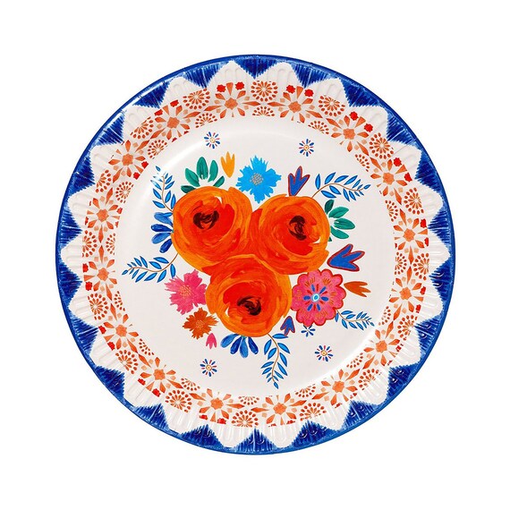 Boho Paper Plates Floral Paper Plate Boho Bridal Shower Etsy