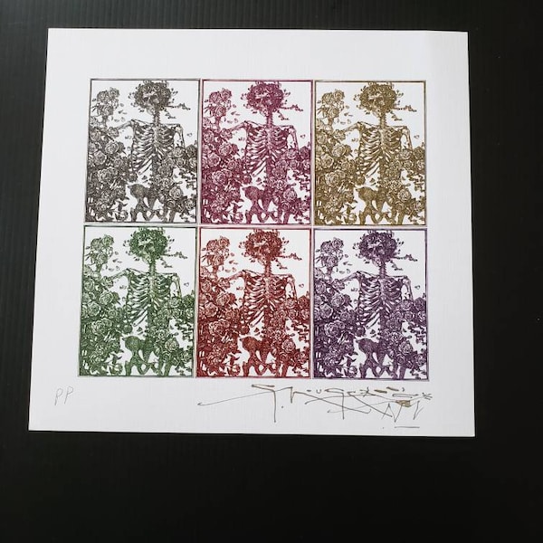 Original Rare Printer Proof Sheet Signed by Stanley Mouse unperforated Blotter Art Print