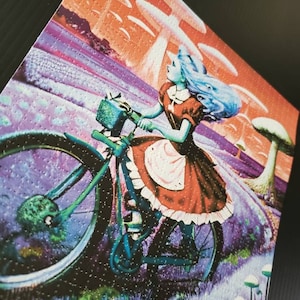 2023 Red Variant Bicycle Day In Wonderland Blotter Art Print Print