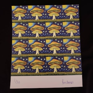 A shroomy night multiple panels  limited edition signed and numbered  blotter art print.