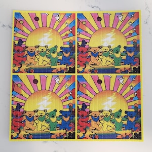 Double Sided Orange Sunshine Dancing Bears Blotter Art Print