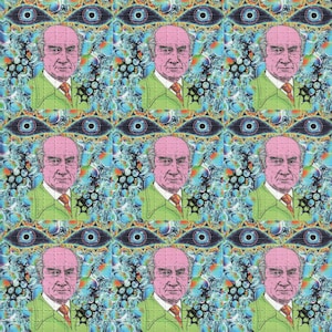 Original vintage 9 panel albert Hoffman  molecule bicycle day Blotter Art Print