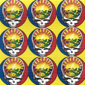 Orange Sunshine Dancing Bears & Skulls 9 Panel Blotter art print.