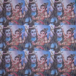 9 Panel Shiva & Ganesha Blotter Art Print