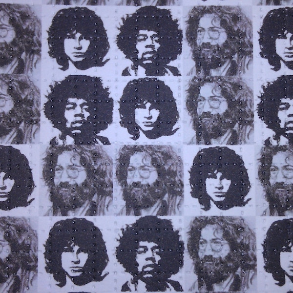 Original not reprint Rock Legends Jim Jerry and Jimi Heads Blotter Art Print