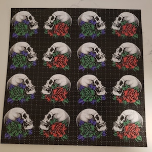 Skull and roses  blotter art print