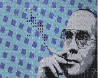 Rara lámina artística original de Hunter S. Thompson de 2013 para papel secante.