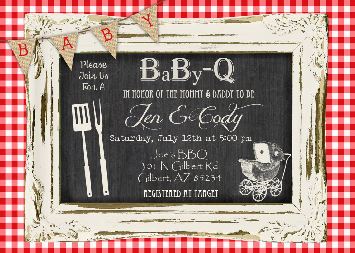 Baby Q Shower Invitation Chalkboard BBQ Baby Shower | Etsy