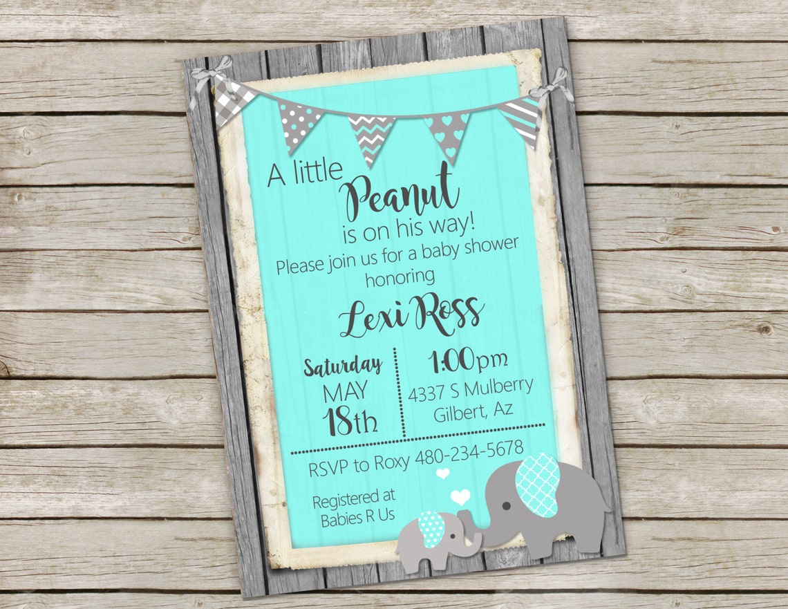 Elephant Baby Shower Invitation Elephant Invitation Etsy