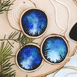 Wooden Ornament | Starry Forest Sky