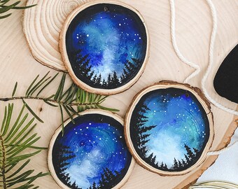 Wooden Ornament | Starry Forest Sky