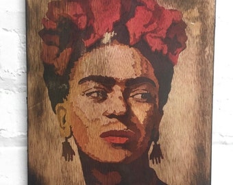 Frida Kahlo Torched Wood Wall Art