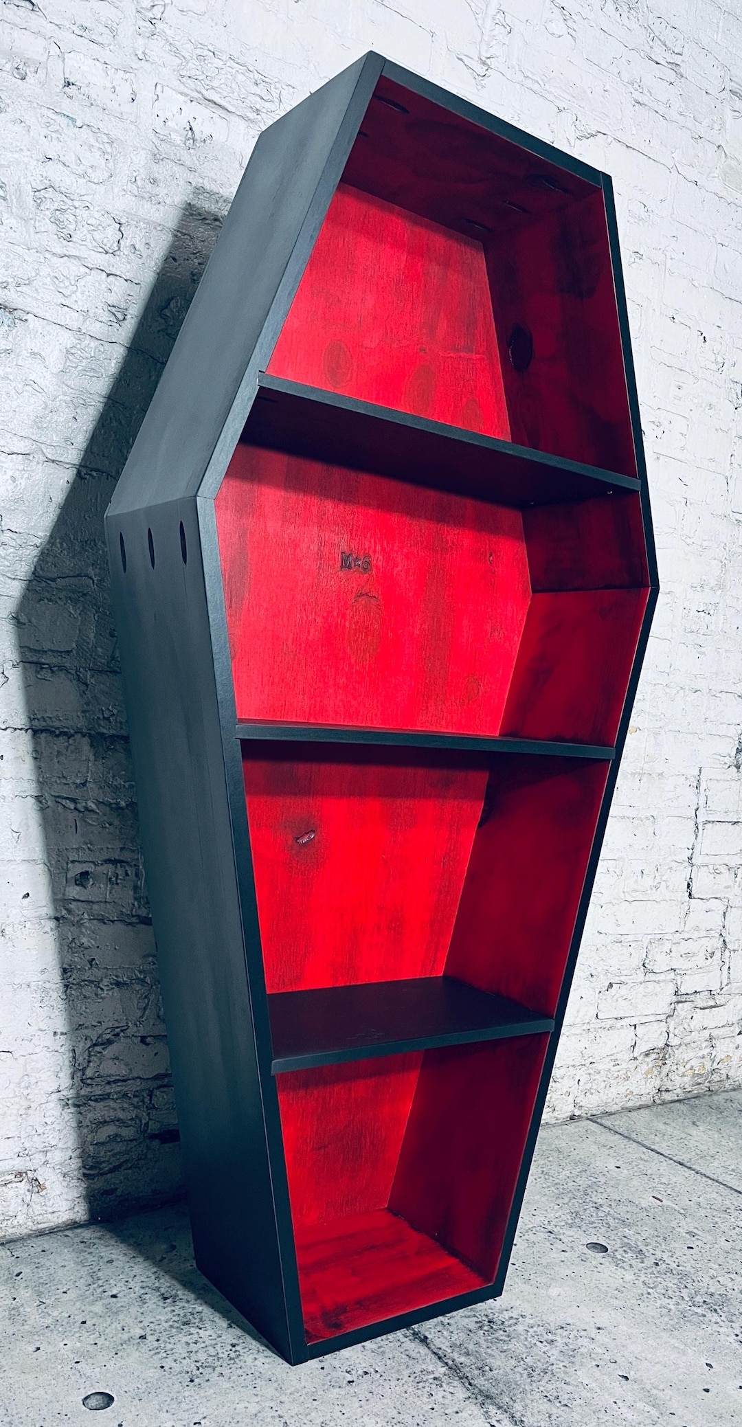 Fire & Brimstone 4 Ft Coffin Bookcase/bookshelf/shelving Unit