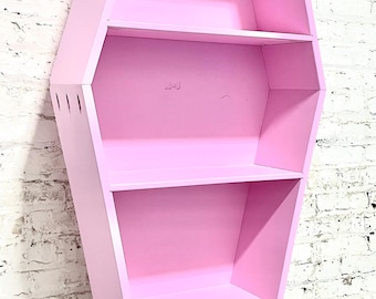 Pretty in Pink 4 ft Coffin Bookcase/Bookshelf/Shelving Unit