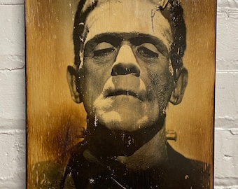 Frankenstein's Monster Torched Wood Wall Art