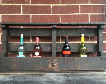 Large Reclaimed Wood Wall Mounted Wine Bottle Rack