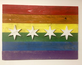 Reclaimed Wood Pride Flag Wall Hanging
