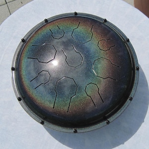 Stainless Steel Double Moonshine &quot;Mod&quot; Vibedrum - Standard – 18 Notes - in Various Scales - Handpan - Steel Tongue Drum - Hand Drum