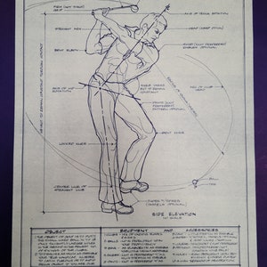 1970&#39;s Vintage Golf Blue Print -  Male or Female