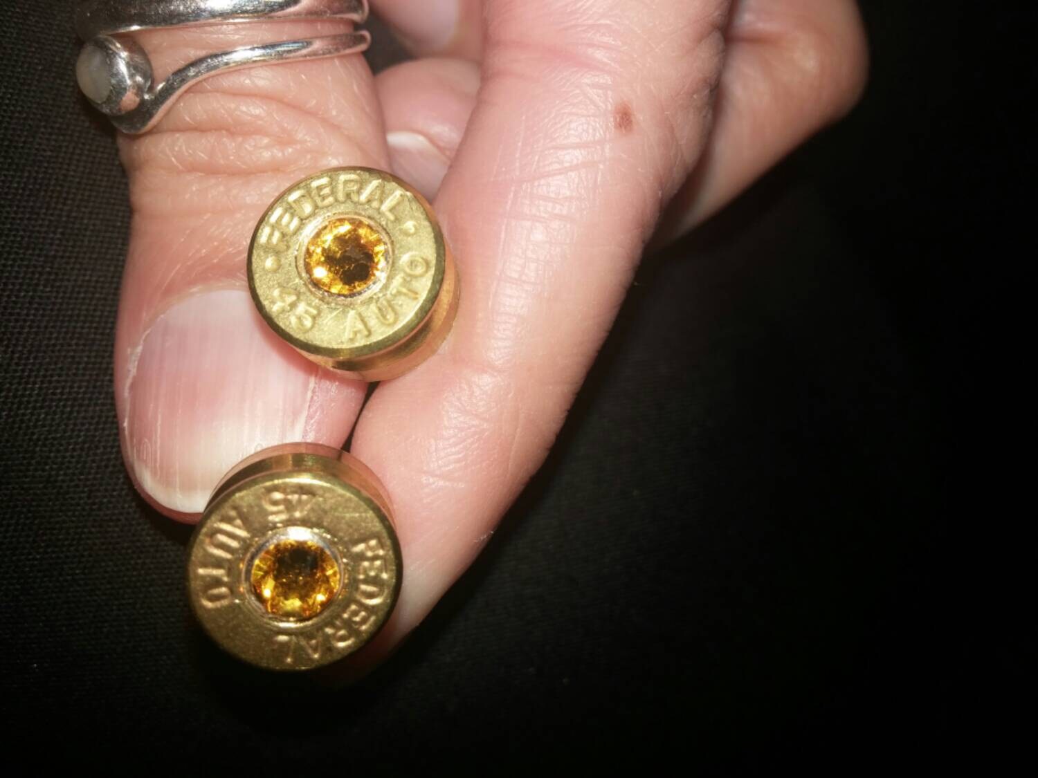Bullet Cuff Links .45 Mm With Swarovski Crystals Various Colors ...