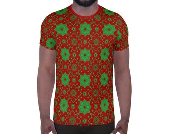 Moorish Heritage and Identity tees - Symbolic Five-Pointed Green Star Men's athletic t-shirt