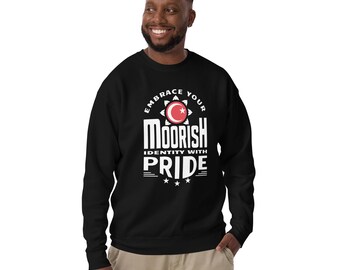 Moorish Pride Sweatshirt: Islamic Crescent Moon, Star Design