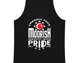 Moorish Identity Tank Top, Islamic Crescent Moon Star Design