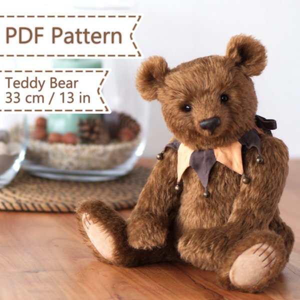 Teddy Bear sewing PATTERN & text instructions PDF Bertie