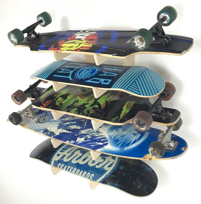 Longboard Skateboard Storage and Display Wall Rack Holds 5 Etsy