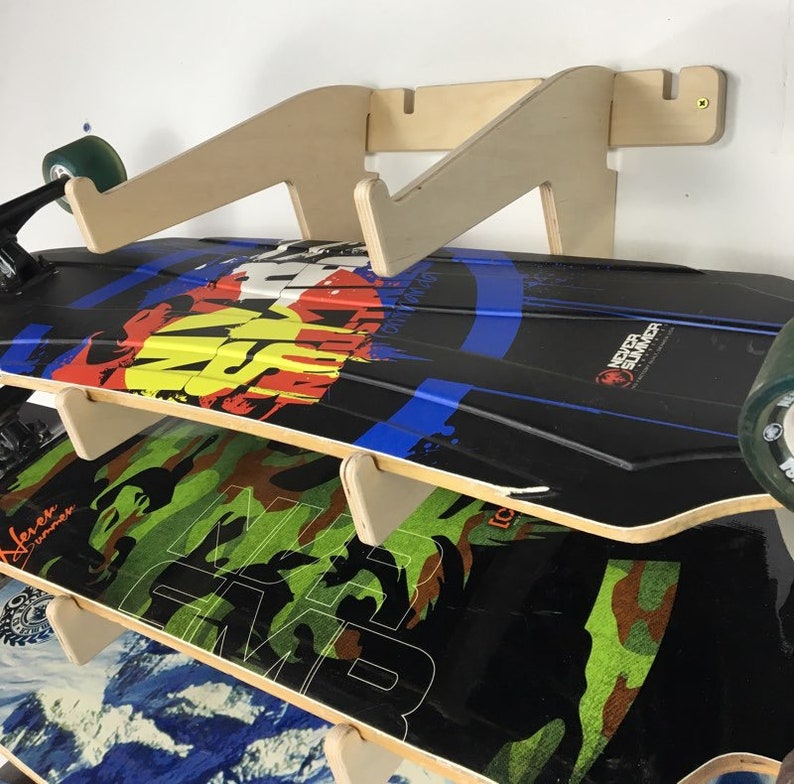 Longboard Skateboard Storage and Display Wall Rack Holds 5 Etsy
