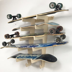 Longboard Skateboard Storage and Display Wall Rack Holds 5 - Etsy