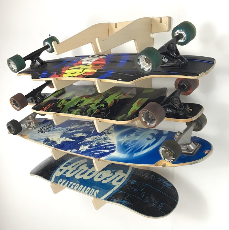 Longboard Skateboard Storage and Display Wall Rack Holds 5 Etsy