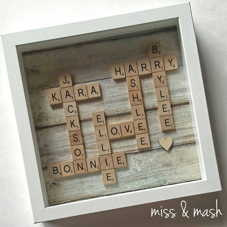 Personalised Scrabble Family Name Frame Wall Art Birthday Gift Present