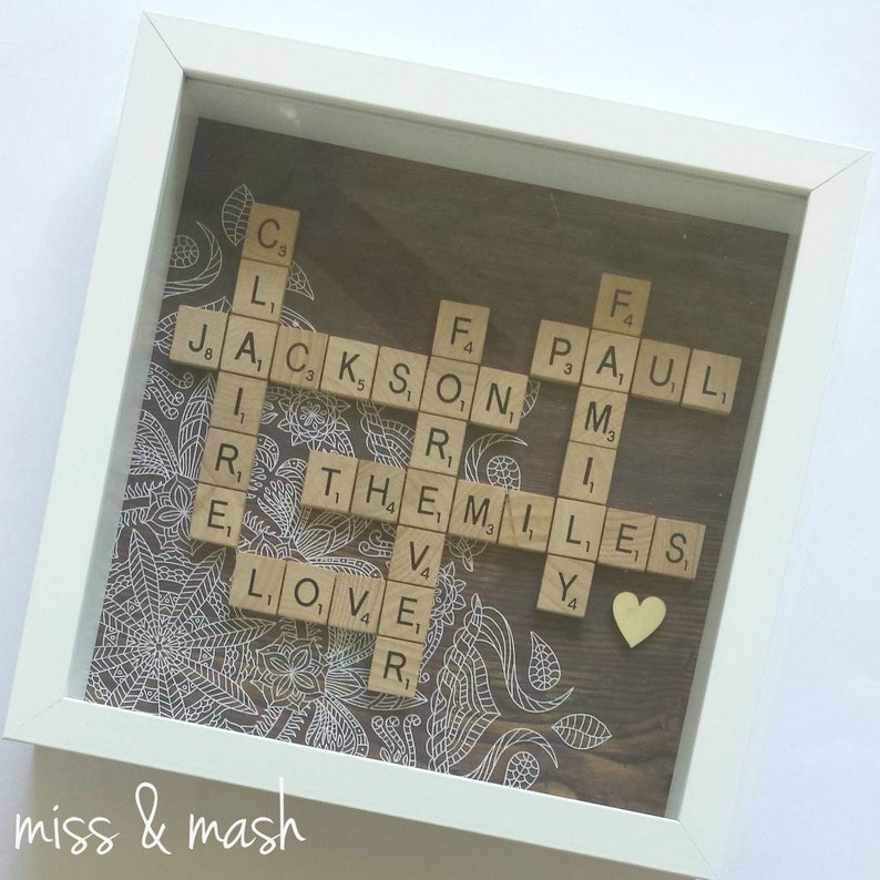 Personalised Scrabble Family Name Frame Wall Art Birthday Etsy