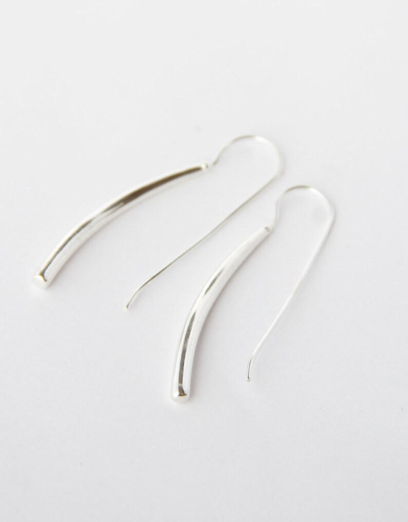 silver stick earring geometric earrings minimalist bar earrings funky earrings simple modern earrings Silver bar earrings dangle