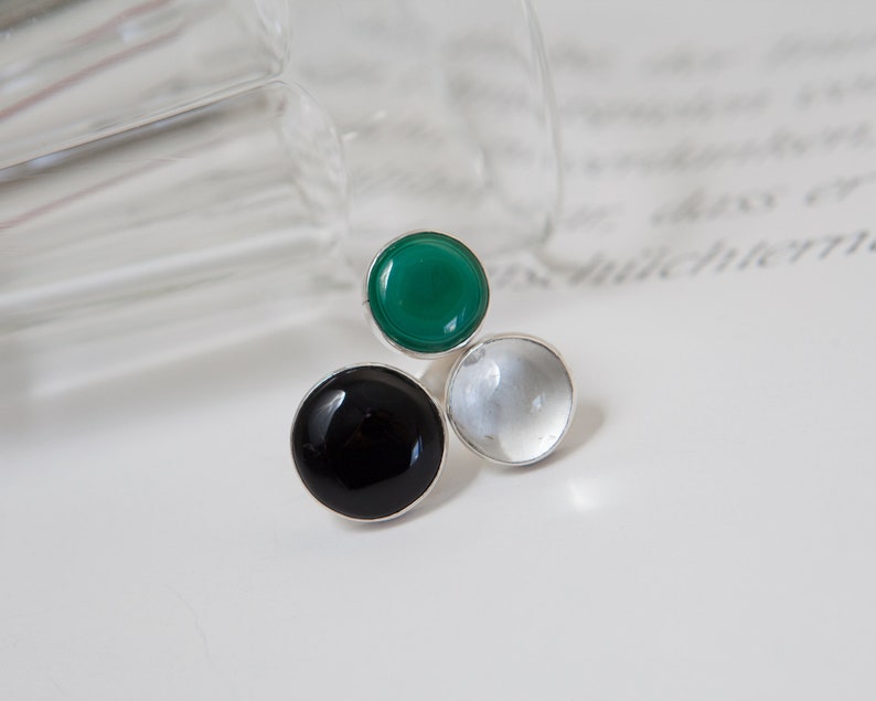 Malachite ring Multi stone ring December birthstone ring Silver open ring Crystal ring Three stone ring Onyx ring Zodiac ring